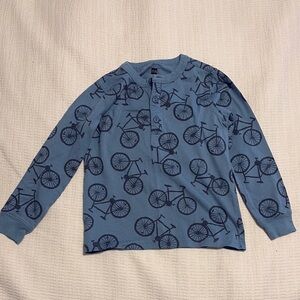 Tea Collection Blue Bicycle Print Long Sleeve Shirt